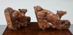 Pair of Carved Arts Crafts Fox Brackets - 2619973