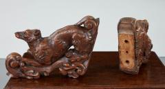 Pair of Carved Arts Crafts Fox Brackets - 2619974