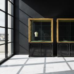 Pair of Carved Giltwood Antique Collector Display Cabinets by M Grieve Co  - 4502668