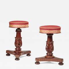 Pair of Carved Mahogany Adjustable Piano Stools - 760385