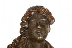 Pair of Carved Polychromed Wood Reliquary Busts of Saints 17th 18th Century - 4567821