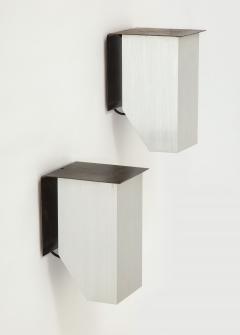Pair of Cast Aluminum Modern Sconces France c 1970 - 1154467