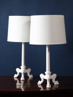 Pair of Cast Plaster Roman Style Tripod Base Lamps - 4017104