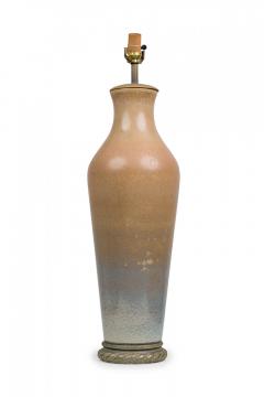 Pair of Ceramic Brown to Blue Gradient Glazed Tall Urn Table Lamps - 4162949