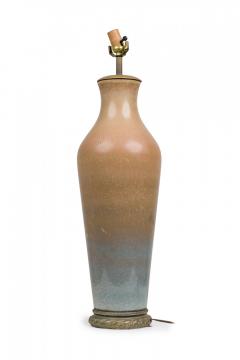 Pair of Ceramic Brown to Blue Gradient Glazed Tall Urn Table Lamps - 4162950