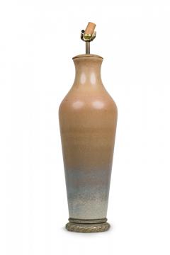 Pair of Ceramic Brown to Blue Gradient Glazed Tall Urn Table Lamps - 4162952