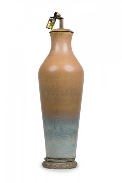 Pair of Ceramic Brown to Blue Gradient Glazed Tall Urn Table Lamps - 4162953