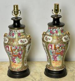 Pair of Ceramic Oriental Table Lamps Decoration Bronze 19th C  - 2847241