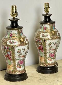 Pair of Ceramic Oriental Table Lamps Decoration Bronze 19th C  - 2847242