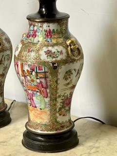 Pair of Ceramic Oriental Table Lamps Decoration Bronze 19th C  - 2847244