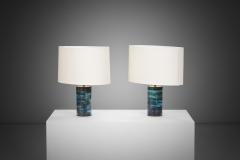 Pair of Ceramic and Brass Table Lamps by Pirkko Pylv n inen Finland 1960s - 3708777