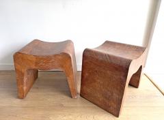 Pair of Cerused Oak Stools USA 1950s - 4690373