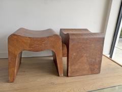 Pair of Cerused Oak Stools USA 1950s - 4690374