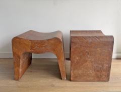 Pair of Cerused Oak Stools USA 1950s - 4690375
