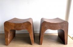 Pair of Cerused Oak Stools USA 1950s - 4690377