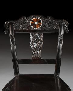 Pair of Ceylonese 19th Century Carved Ebony Side Chairs - 3927270