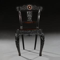 Pair of Ceylonese 19th Century Carved Ebony Side Chairs - 3927286