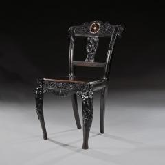 Pair of Ceylonese 19th Century Carved Ebony Side Chairs - 3927291