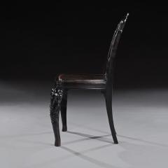 Pair of Ceylonese 19th Century Carved Ebony Side Chairs - 3927292