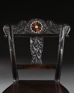 Pair of Ceylonese 19th Century Carved Ebony Side Chairs - 3927296