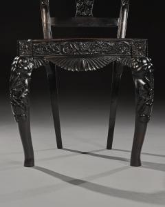 Pair of Ceylonese 19th Century Carved Ebony Side Chairs - 3927297