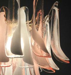 Pair of Charming Pink and White Murano Petals Chandeliers or Ceiling Lights - 1836726