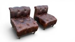 Pair of Chesterfield Leather Slipper Chairs - 4617349