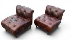 Pair of Chesterfield Leather Slipper Chairs - 4617351