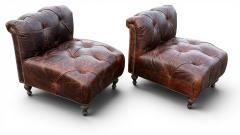 Pair of Chesterfield Leather Slipper Chairs - 4619260