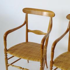 Pair of Chiavari Armchairs in Beechwood and Caned Seat Italy 1960s - 3450281