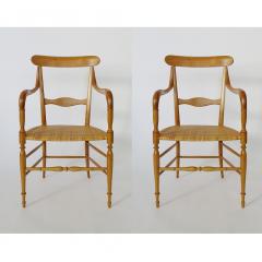 Pair of Chiavari Armchairs in Beechwood and Caned Seat Italy 1960s - 3450282