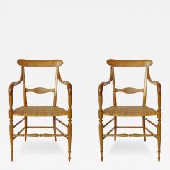 Pair of Chiavari Armchairs in Beechwood and Caned Seat Italy 1960s - 3450638