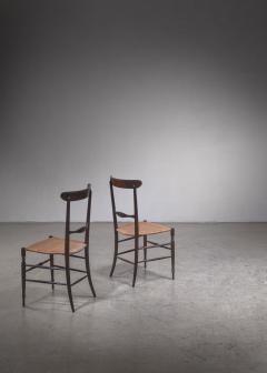 Pair of Chiavari chairs with ebonized beech frame Italy - 2862291