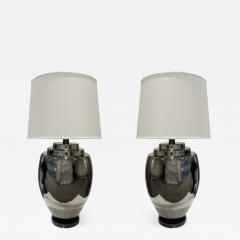 Pair of Chic Ceramic Table Lamps with Gunmetal Glaze 1970s - 901759