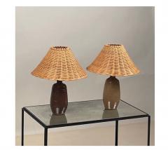 Pair of Chic Gourde Terracotta and Rattan Lamps by Design Fr res - 2877764