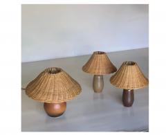 Pair of Chic Gourde Terracotta and Rattan Lamps by Design Fr res - 2877766