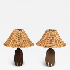 Pair of Chic Gourde Terracotta and Rattan Lamps by Design Fr res - 2880111