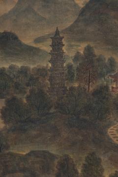 Pair of Chinese 19th C watercolors of genre scenes in red lacquered frames - 4654509