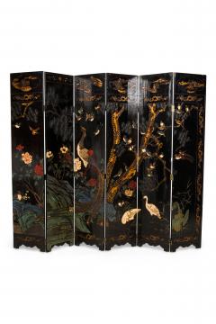 Pair of Chinese 19th Century Carved 6 Panel Chinoiserie Folding Screens with Gil - 4628730
