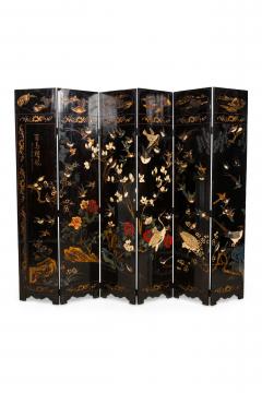 Pair of Chinese 19th Century Carved 6 Panel Chinoiserie Folding Screens with Gil - 4628732