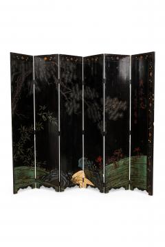 Pair of Chinese 19th Century Carved 6 Panel Chinoiserie Folding Screens with Gil - 4628733