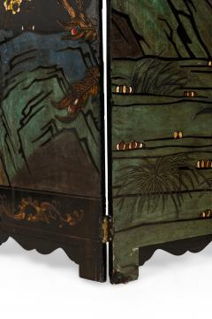Pair of Chinese 19th Century Carved 6 Panel Chinoiserie Folding Screens with Gil - 4628736