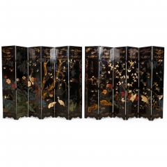 Pair of Chinese 19th Century Carved 6 Panel Chinoiserie Folding Screens with Gil - 4630876