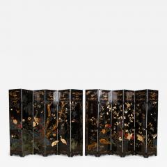 Pair of Chinese 19th Century Carved 6 Panel Chinoiserie Folding Screens with Gil - 4630877