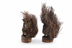 Pair of Chinese Bamboo Root Carved Peacock Sculptures - 4408577