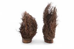 Pair of Chinese Bamboo Root Carved Peacock Sculptures - 4408578