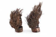 Pair of Chinese Bamboo Root Carved Peacock Sculptures - 4408580
