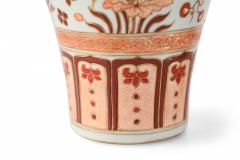 Pair of Chinese Beige and Orange Fish Design Meiping Porcelain Vases - 4408302