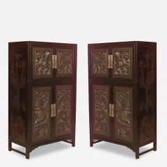 Pair of Chinese Black Lacquered Coromandel Cabinets - 2799129