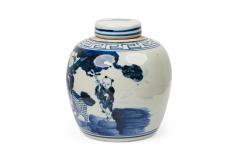Pair of Chinese Blue White Porcelain Covered Jars with Figural Scenes - 4407978